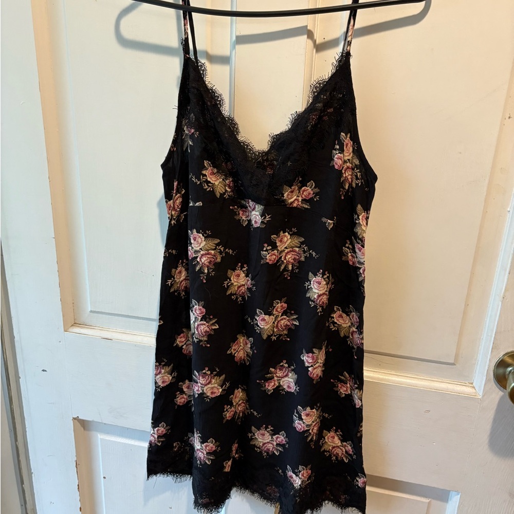 American Eagle Outfitters Black Floral Lace slip dress